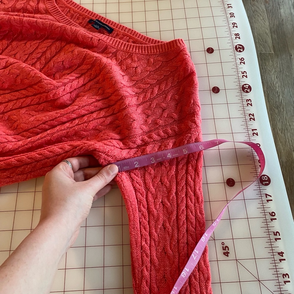 American Eagle Outfitters size large salmon pink knit braided boho sweater - Picture 14 of 16